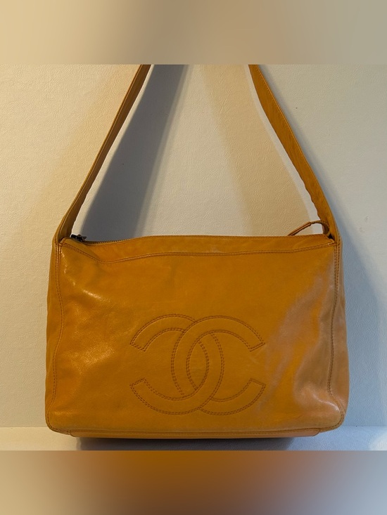 CHANEL Handbags - Chanel CC Stitch Mustard Orange Lambskin Shoulder Bag